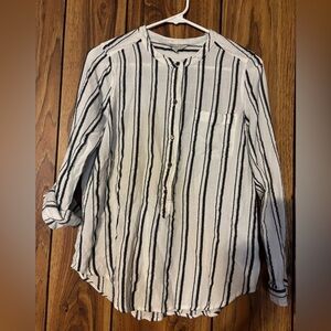 Lucky Brand Black and White Striped Casual Shirt